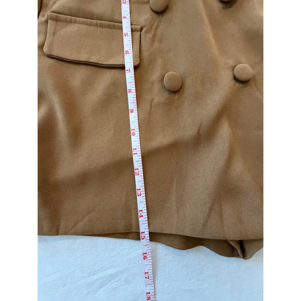 Lulus Camel Brown Double Breasted Wrap Front Skort CMS212034 Womens Medium NWT